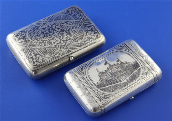 2 x Russian silver cigarette cases
